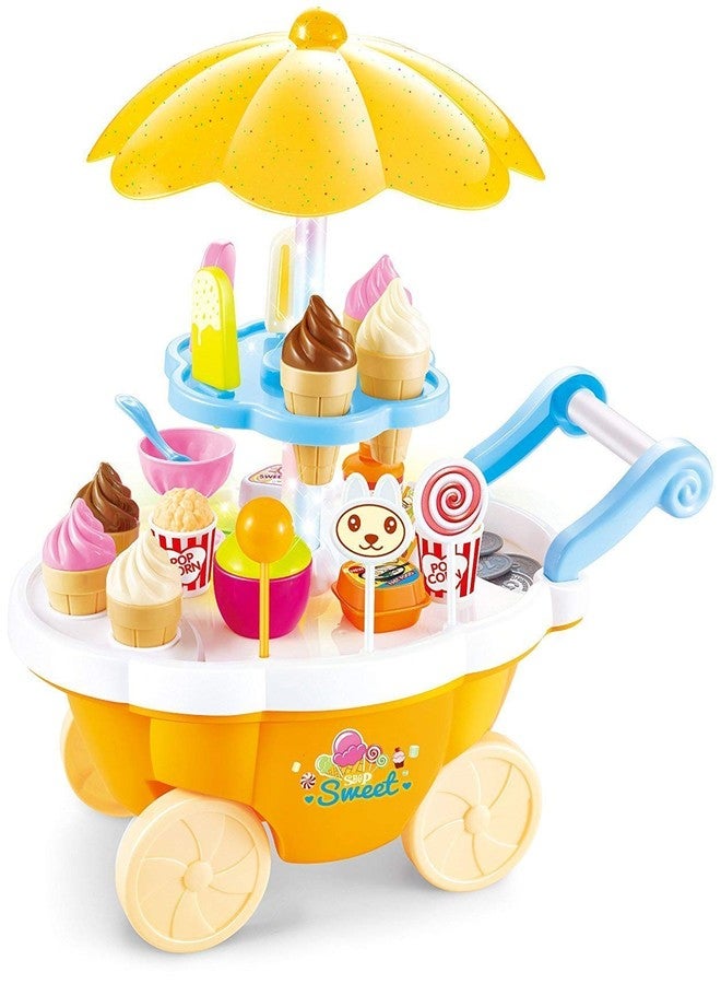 FOROLY Role Play Candy Set Smile Ice Cream and Sweet Shopping Play Toy Set with Light and Sound Effect for Kids (30 Pieces Set) (Yellow) - Image 2
